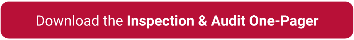 Banner with the text for Download the Inspection & Audit One-Pager with a red background