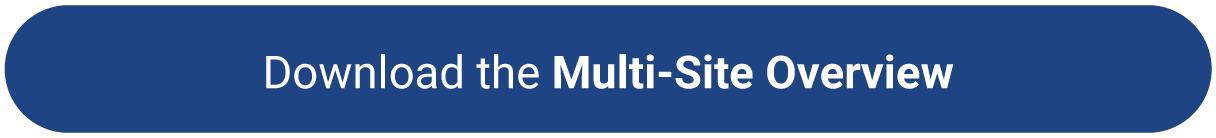 Banner with the text for Download the Multi-site Overview with blue background